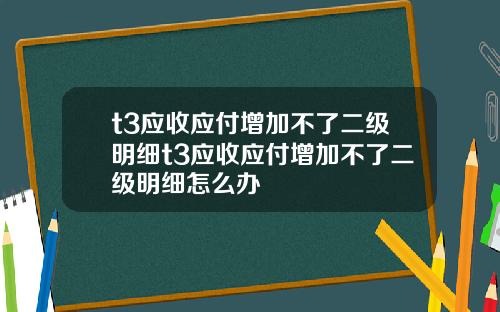 t3应收应付增加不了二级明细t3应收应付增加不了二级明细怎么办