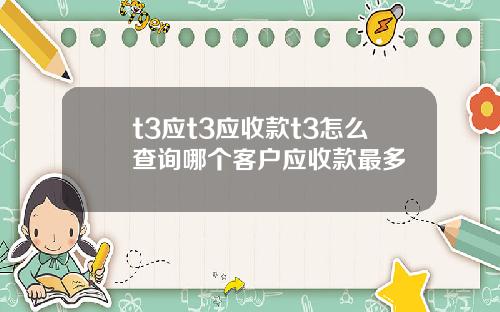t3应t3应收款t3怎么查询哪个客户应收款最多