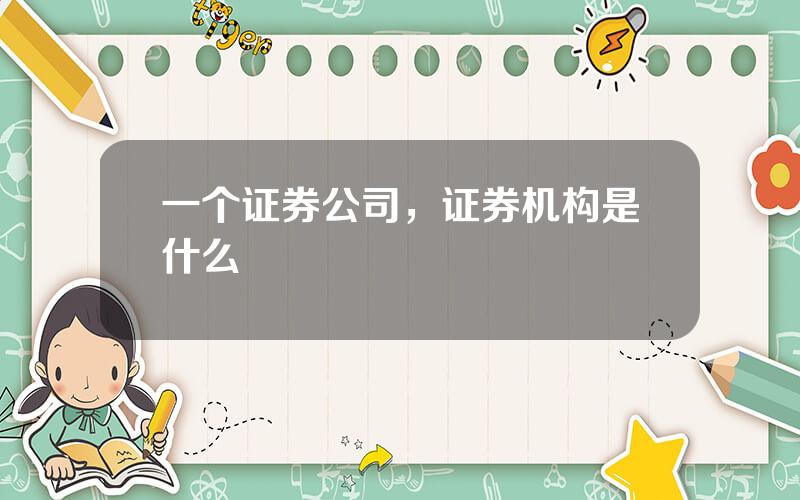 一个证券公司，证券机构是什么