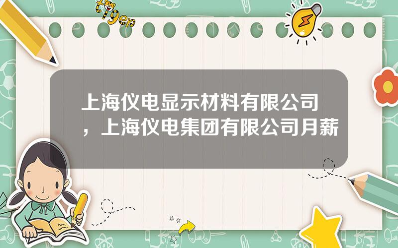 上海仪电显示材料有限公司，上海仪电集团有限公司月薪