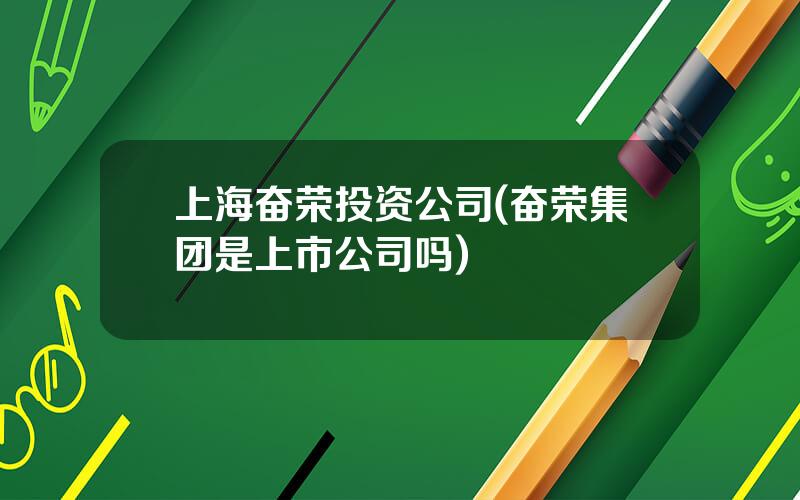 上海奋荣投资公司(奋荣集团是上市公司吗)
