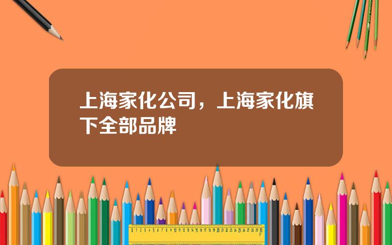 上海家化公司，上海家化旗下全部品牌