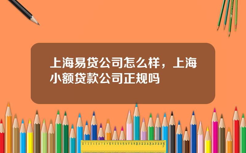 上海易贷公司怎么样，上海小额贷款公司正规吗