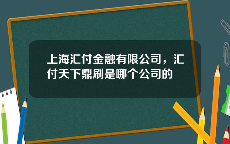 上海汇付金融有限公司，汇付天下鼎刷是哪个公司的