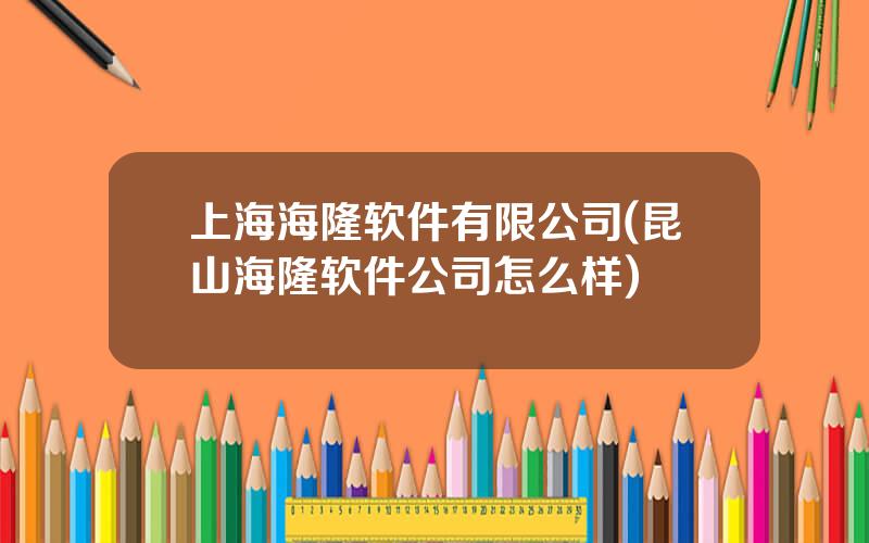 上海海隆软件有限公司(昆山海隆软件公司怎么样)