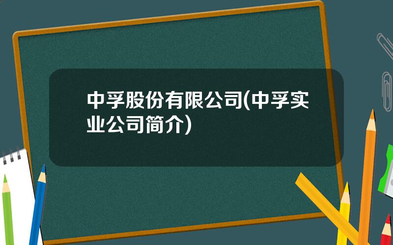 中孚股份有限公司(中孚实业公司简介)