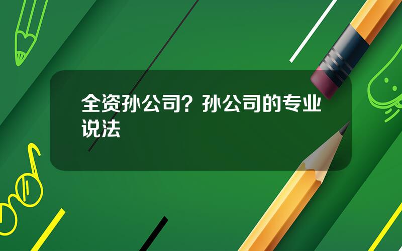 全资孙公司？孙公司的专业说法