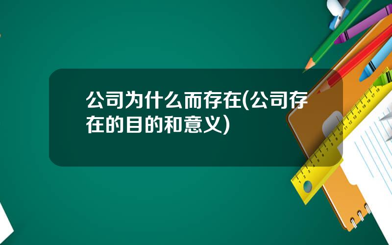 公司为什么而存在(公司存在的目的和意义)