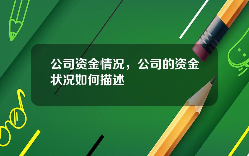 公司资金情况，公司的资金状况如何描述