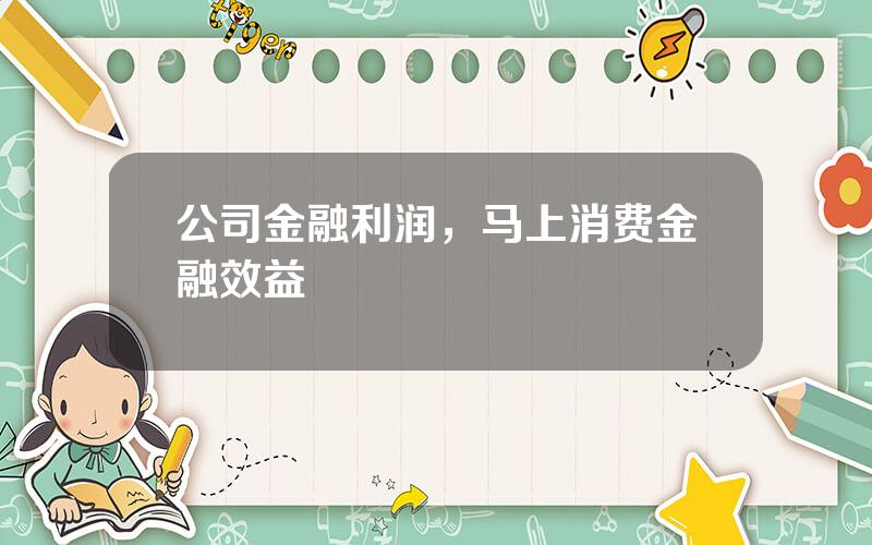 公司金融利润，马上消费金融效益