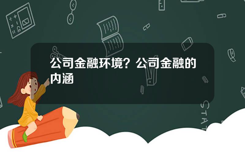 公司金融环境？公司金融的内涵