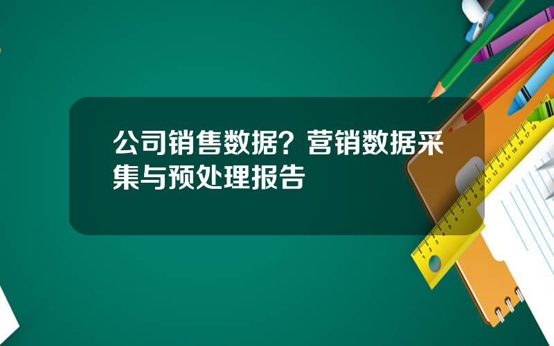 公司销售数据？营销数据采集与预处理报告