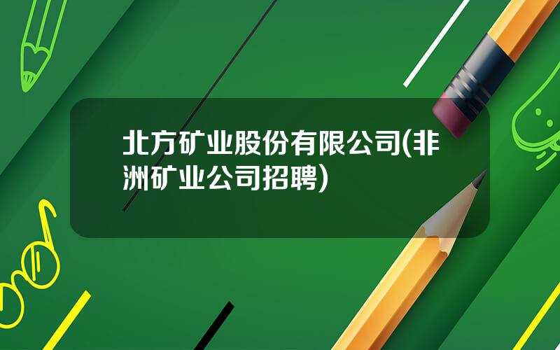 北方矿业股份有限公司(非洲矿业公司招聘)