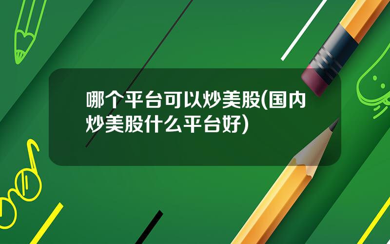 哪个平台可以炒美股(国内炒美股什么平台好)