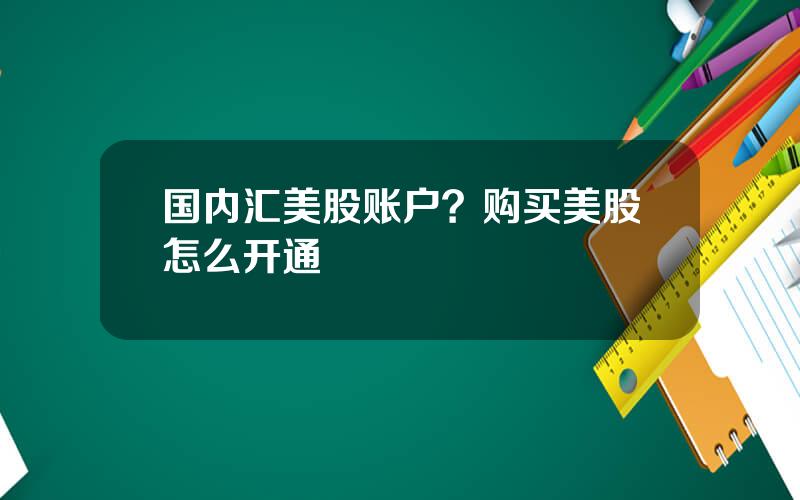 国内汇美股账户？购买美股怎么开通
