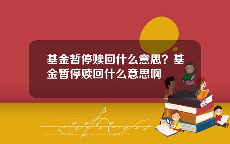 基金暂停赎回什么意思？基金暂停赎回什么意思啊