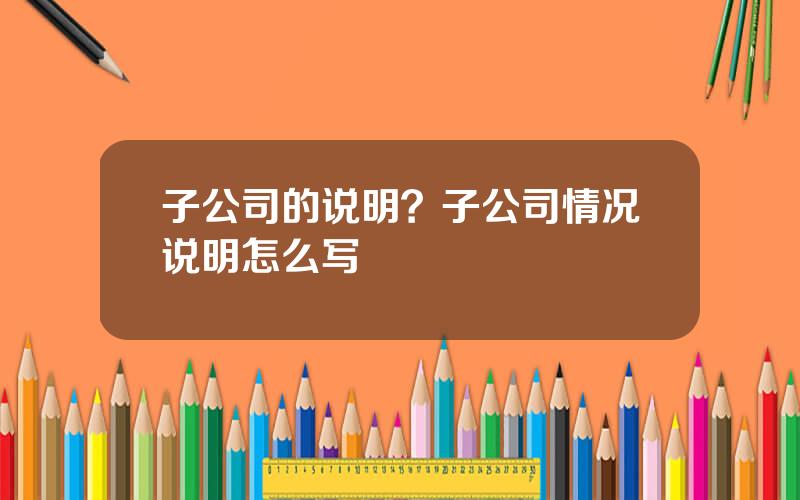 子公司的说明？子公司情况说明怎么写