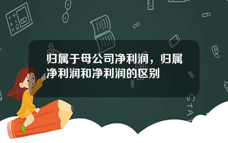 归属于母公司净利润，归属净利润和净利润的区别
