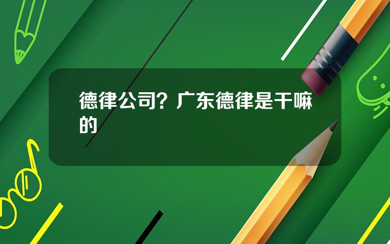 德律公司？广东德律是干嘛的
