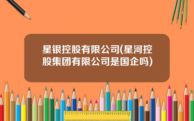 星银控股有限公司(星河控股集团有限公司是国企吗)
