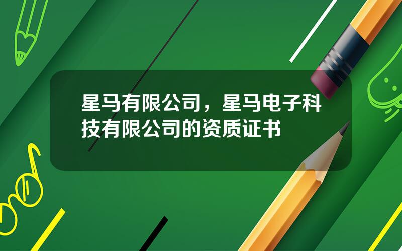 星马有限公司，星马电子科技有限公司的资质证书
