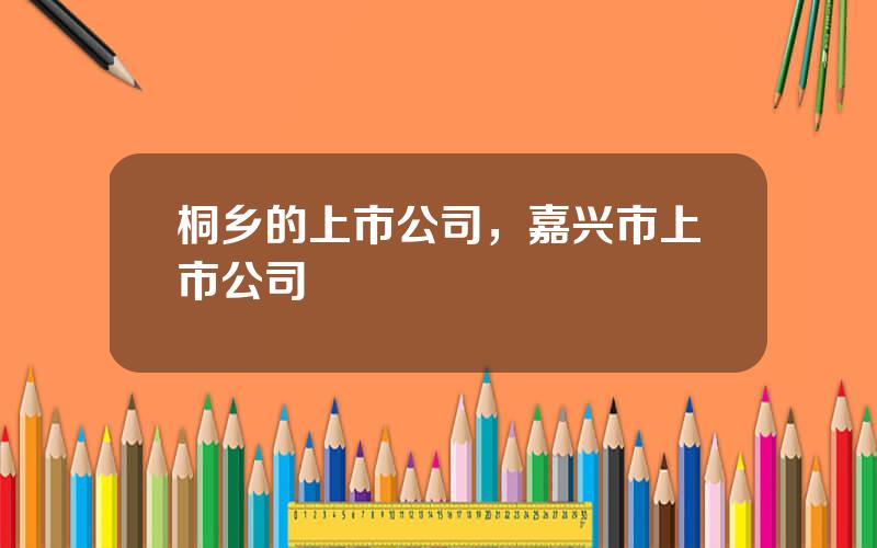 桐乡的上市公司，嘉兴市上市公司