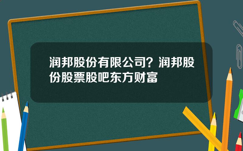 润邦股份有限公司？润邦股份股票股吧东方财富
