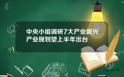 中央小组调研7大产业新兴产业规划望上半年出台