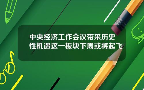 中央经济工作会议带来历史性机遇这一板块下周或将起飞