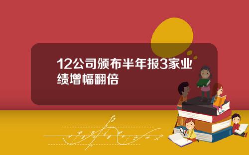 12公司颁布半年报3家业绩增幅翻倍