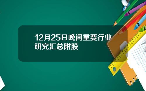 12月25日晚间重要行业研究汇总附股