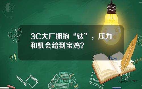 3C大厂拥抱“钛”，压力和机会给到宝鸡？