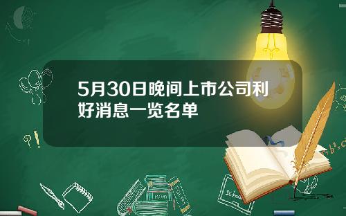 5月30日晚间上市公司利好消息一览名单
