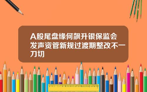 A股尾盘缘何飙升银保监会发声资管新规过渡期整改不一刀切