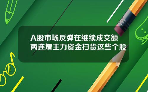 A股市场反弹在继续成交额两连增主力资金扫货这些个股