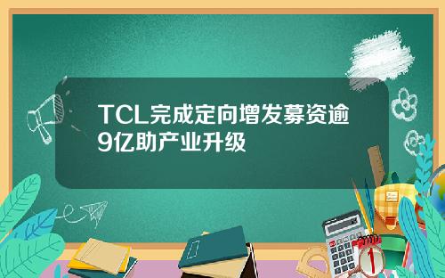 TCL完成定向增发募资逾9亿助产业升级