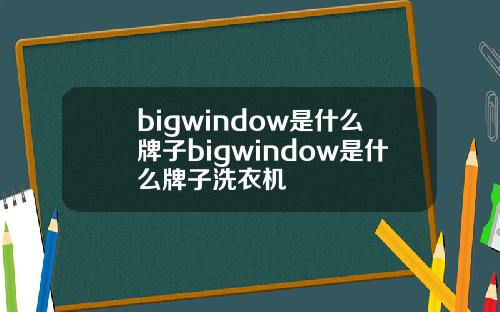 bigwindow是什么牌子bigwindow是什么牌子洗衣机