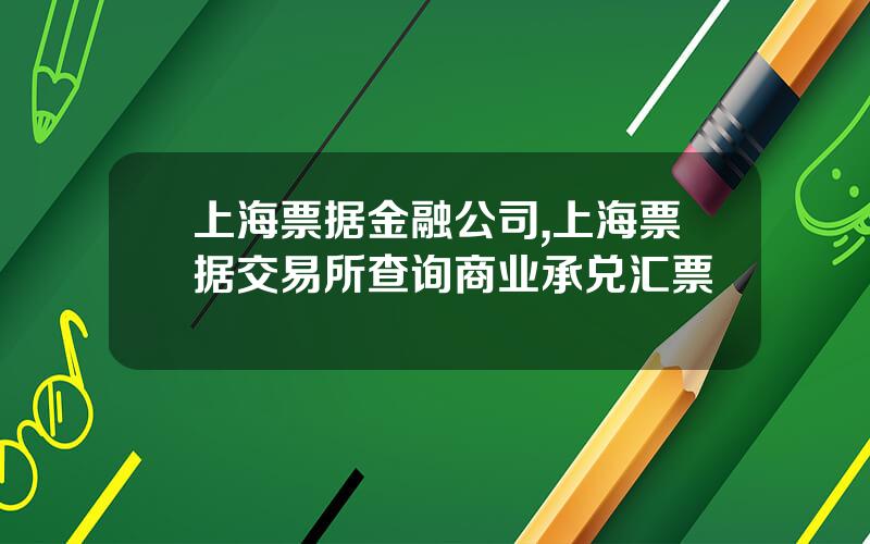 上海票据金融公司,上海票据交易所查询商业承兑汇票