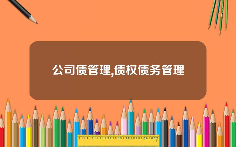公司债管理,债权债务管理
