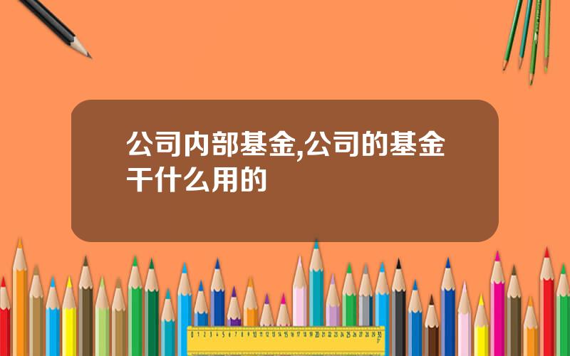 公司内部基金,公司的基金干什么用的